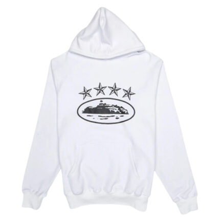 Corteiz 4Starz Alcatraz Kapuzensweatshirt WeiB