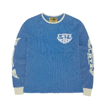 Corteiz Gasolina Waffel-Sweatshirt Blau