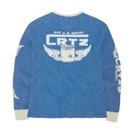 Corteiz Gasolina Waffel-Sweatshirt Blau