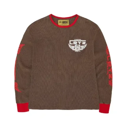 Corteiz Gasolina Waffel-Sweatshirt Braun