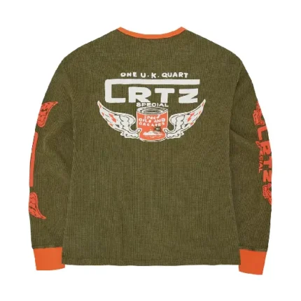 Corteiz Gasolina Waffel-Sweatshirt Tonal Khaki/Burnt Orange